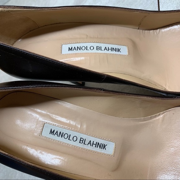 Manolo Blahnik BB 90 mm Dark Brown Leather Pumps 39.5 - Picture 12 of 16
